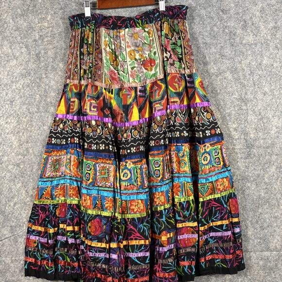 VTG SOFT SURROUNDINGS Boho Gypsy Kamala Jungle Print Maxi Skirt XL - Picture 6 of 8